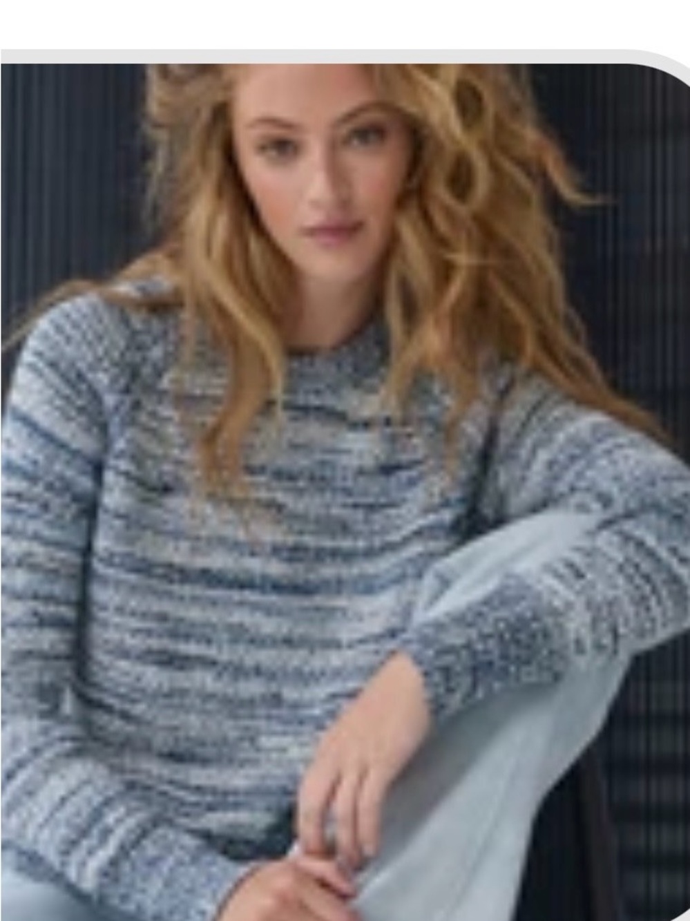 Autumn Cashmere Cotton Crewneck Sweater in Blue Tweed